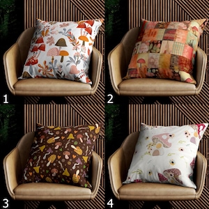 Fall Cushion Cover, Autumn Throw Pillow Covers, Fall Mushroom Pillow Covers, Mushroom Autumn Pillowcases
