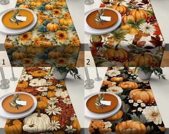 Herbstliche Tischläufer, Tischläufer für Thanksgiving, Herbstliche Kürbis-Tischdekoration