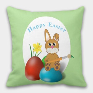 Easter Pillow Covers, Happy Easter Cushion Case, Cute Bunny Chick Easter Decor, Decorative Easter Egg Throw Pillow, Farmhouse Pillow Top