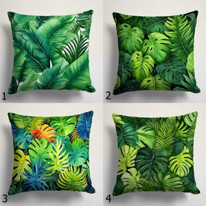 Monstera Leaves Pillow Cover, Green Botonical Leaves Throw Pillowcase, Exotic Leaves Pillow Covers, Tropical Leaf Pillow Covers