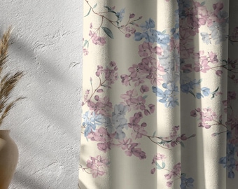 Vintage Floral Curtain, French Country Drapes, Cottage Style Wildflowers Window Panel