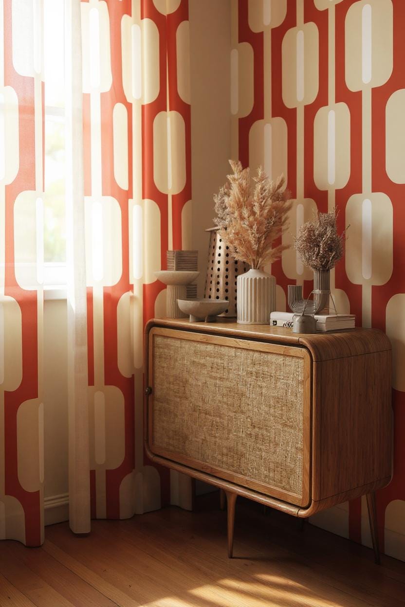 ビンテージ 70s USA ミッドセンチュリー インテリア ハンカチ タオル 飾 レトロカーテン、ミッドセンチュリーモダンカーテン、レトロ