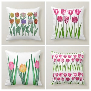 Tulips Pillow Case, Colorful Floral Pillow Cover