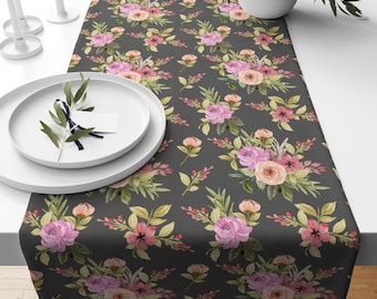 Floral Table Runner, Flowers Table Runners, Floral Runners, Floral Table Decor, Summer Exotic Flowers Coffee Tablecloth