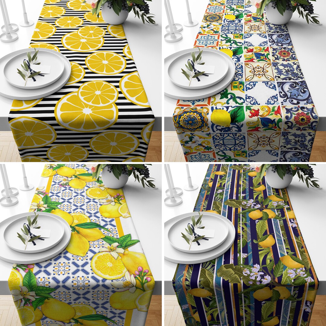 Lemon Table Runner Yellow Table Runner Farmhouse Table Etsy