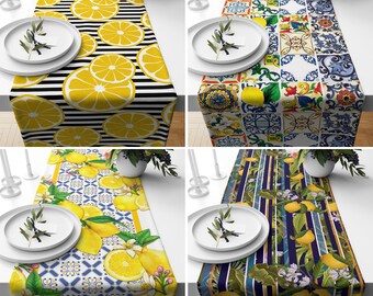 Lemon Table Runner, Yellow Table Runner, Farmhouse Table Decor, Summer Wedding Table, Table Centerpiece, Kitchen Decor, Coffee Table Runner