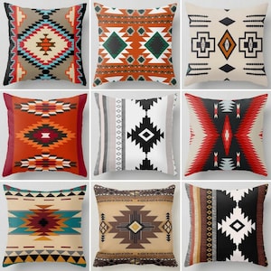 Rug Design Pillow Cover, Western Pillow Case, Terracotta Pillowcase, Housewarming Gift, Geometric Home Decor, Summer Decor, Farmhouse Deco