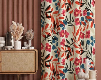 Vintage bloemengordijnpanelen, bloemengordijnen in jaren 70-stijl