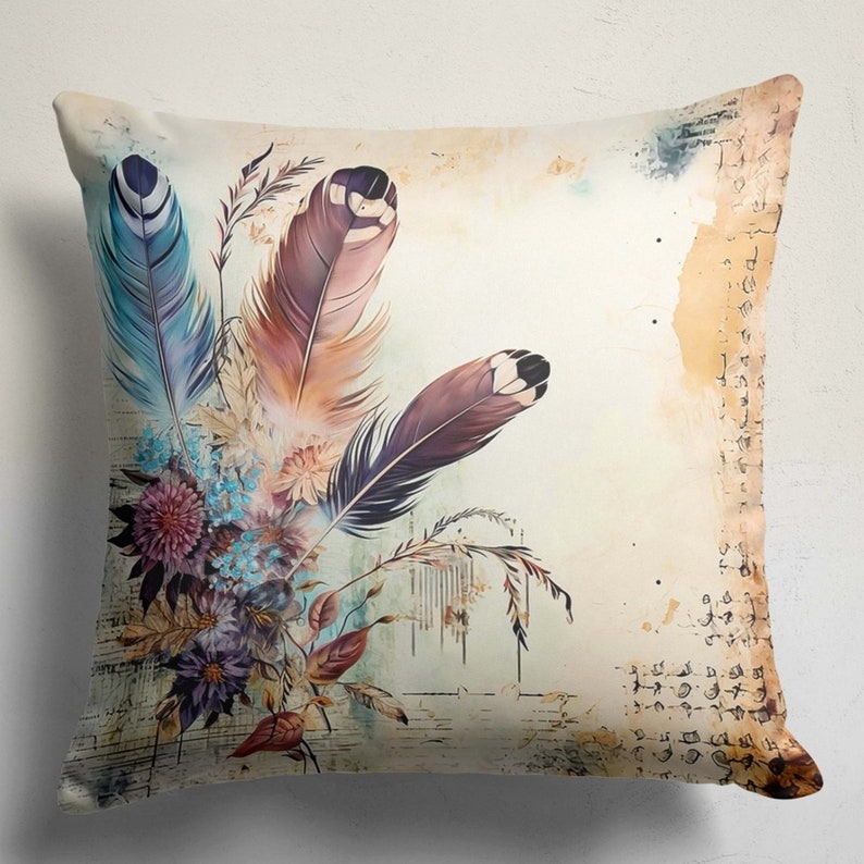 Modern Feather Design Throw Pillow Cover, Feather Home Decore, Decorative Feather Pillow Cases, Artful Feather Design Cushion Covers 8