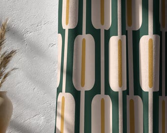 Mid Century Modern Curtains, Funky Retro Curtain Panels, 70s Boho Printed Curtain, Mid Century Style Drapes, Mcm Curtains