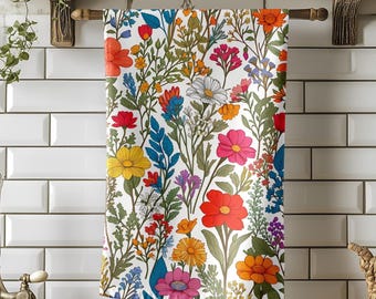 Kökshandduk med vilda blommor, diskhanddukar med blommönster, kökshanddukar med blommönster