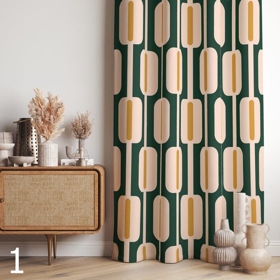 ヴィンテージ カーテン ミッドセンチュリー 東欧 北欧 レトロ