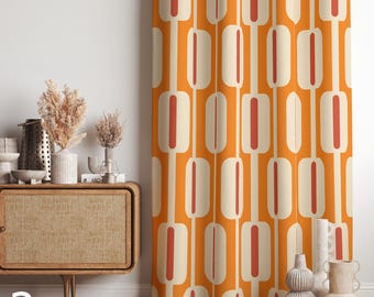 ミッドセンチュリーモダンカーテン、ファンキーレトロカーテンパネル