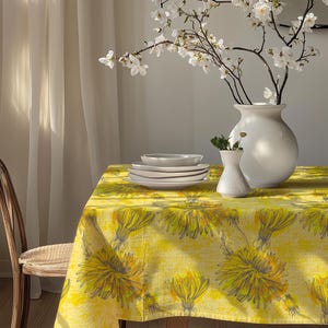 Floral Tablecloth, Wildflowers Printed Tablecloth, Flowers Table Covers, Farmhouse Floral Tablecloth, Floral Rectangle Tablecloth