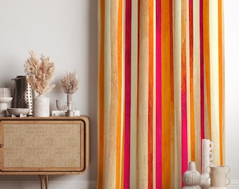 Retro Striped Curtains, 70s Curtains, Mid-Century Modern Print Curtain