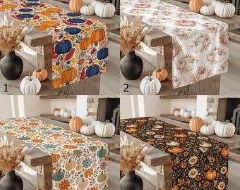 Tischläufer mit Kürbismotiv für Thanksgiving, Herbstdeko-Tischläufer