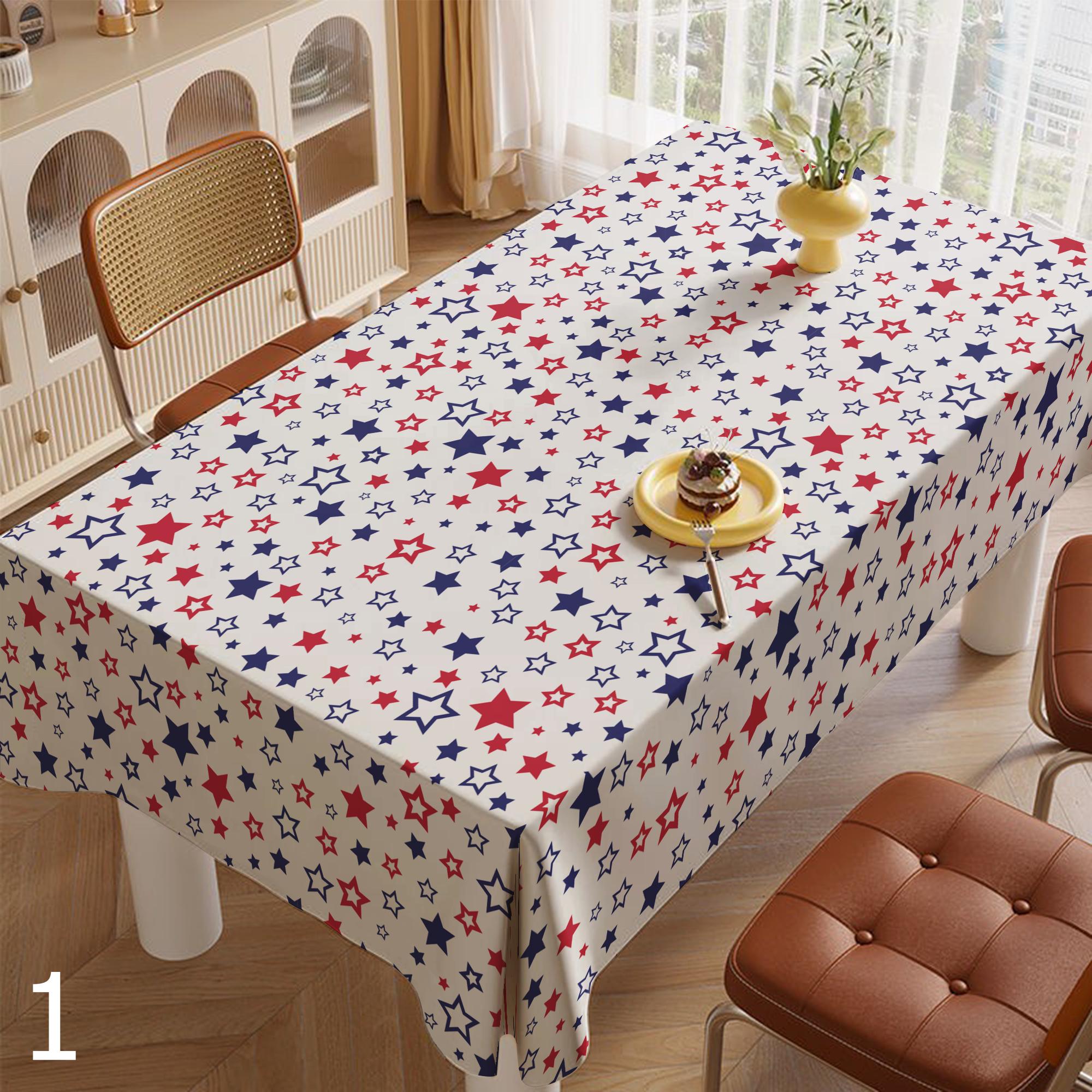 Runde Tischdecke Für 4. Juli Party – Sterne Und Streifen, Mit Weißer Spitze, 152 Cm, Aus Polyester