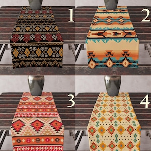 Camino de mesa con alfombra, camino de mesa con estampado étnico, camino de mesa estilo suroeste, camino de mesa con decoración de cocina del suroeste