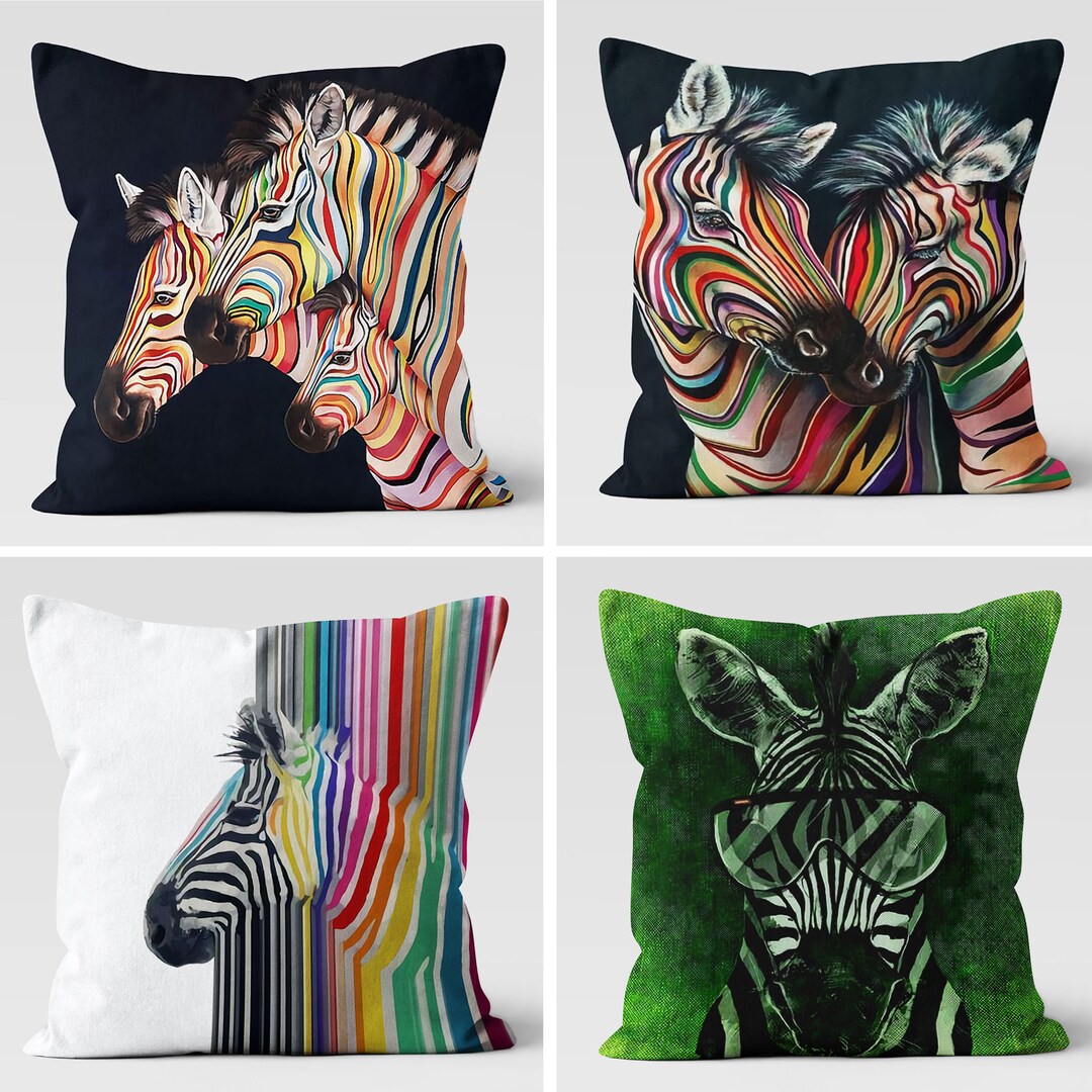 Zebra Pillow Covers, Decorative Throw Bedding Pillow Cover, Colorful