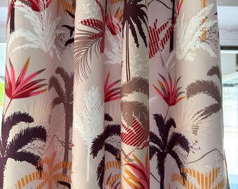 レトロな花柄カーテン、ミッドセンチュリーモダンフローラルカーテン