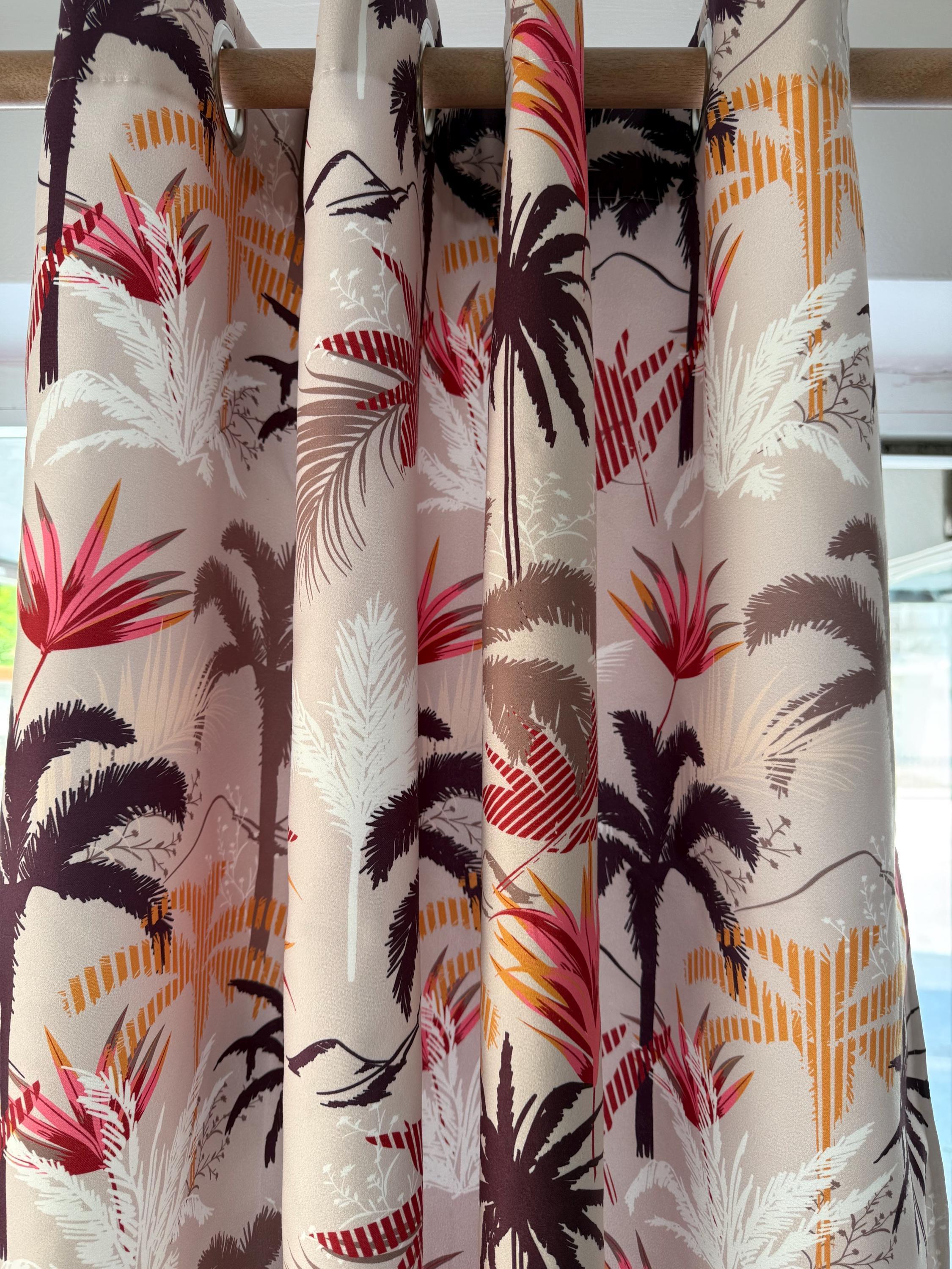 レトロな花柄カーテン、ミッドセンチュリーモダンフローラルカーテン