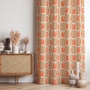 Retro Curtains, Mid-Century Curtain Panels, Retro Vintage Blackout Curtains, Orange MCM Grommet Drapes, Mod Curtains, 60s 70s 80s Curtains