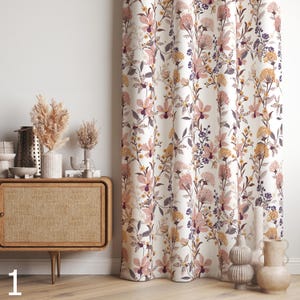 Floral Window Curtains, Farmhouse Wildfloral Print Curtains, Floral Drapes, Floral Grommet Curtains, Vintage Floral Blackout Curtains