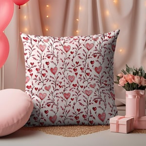 Bonita funda de almohada para el día de San Valentín, funda de almohada con corazones rojos, funda de cojín romántica para el día de San Valentín, funda de almohada decorativa para el día de San Valentín