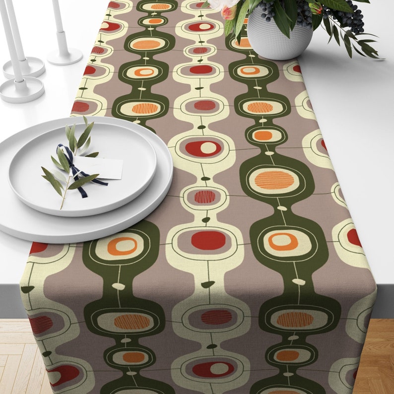 Retro Atomic Table Runner, Mid Century Modern Table Runners, 70s Retro ...