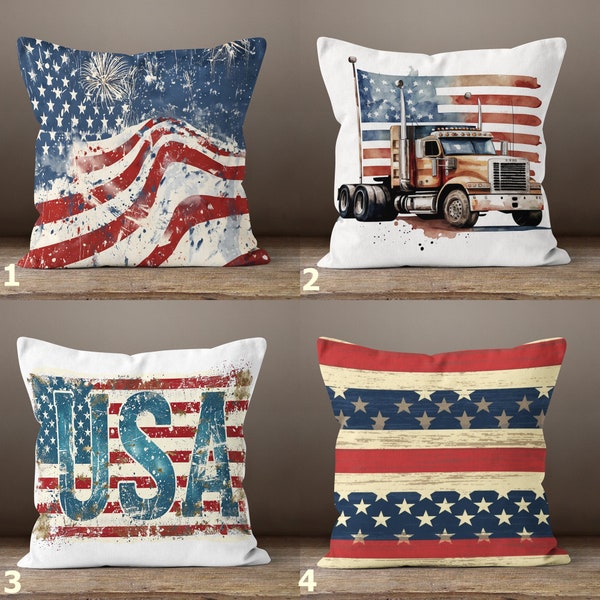 Independence Day Pillow Covers, Patriotic Home Decor, Father's Day Decor Pillow Cover, 4th of July Cushion Cover, Flag Of America Pillows