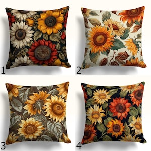 Autumn Sunflower Pillow Cover, Fall Floral Cushion Covers, Fall Flowers Throw Pillow Covers, Autumn Colorful Floral Home Decor Pillowcase