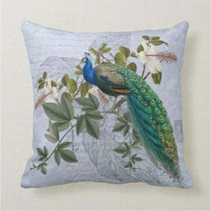 Peacock Pillow Covers, Decorative Throw Bedding Pillow Cover, Couch Cushion Cover, Animal Print Home Decor, Gift Ideas, New Year Gift