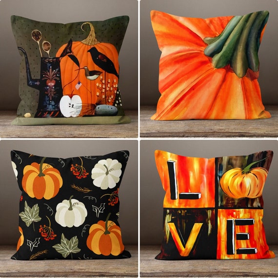 Giant Pumpkin Halloween Pumpkin Pillow Covers Big Pumpkin Halloween Love Pumpkin Halloween Decorations Black Halloween Pillow Covers Etsy