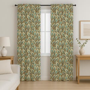 Tropical Leaves Curtain Panels, Tropical Curtain, Tropical Floral Panel Curtains, Exotic Leaves Window Curtains, Tropic Flowers Drapes