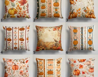 Fall Harvest Pillow Cover, Autumn Pumpkin Cushion Cover