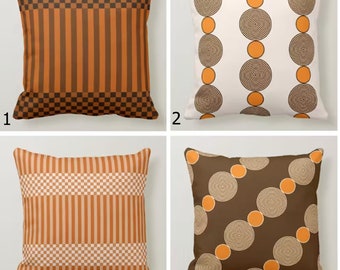 Mid Century Pillowcase, Brown Orange Retro Pillow Cover, Boho Pillow Covers, Decorative Pillow Case, Abstract Home Decor, Retro Pillow Cover