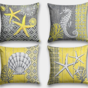 Nautical Pillow Case, Coastal Pillow Cover, Nautical Throw Pillows, Seahorse Pillow, Starfish Pillow, Beach House Covers, Boat Pillow