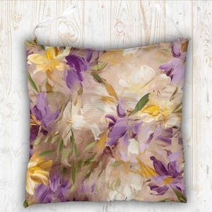 Floral Patio Chair Cushion, Colorful Flowers Chair Pad With Ties, Floral Chair Cushions, Flowers Chair Waterproof Cushion Pad With Ties