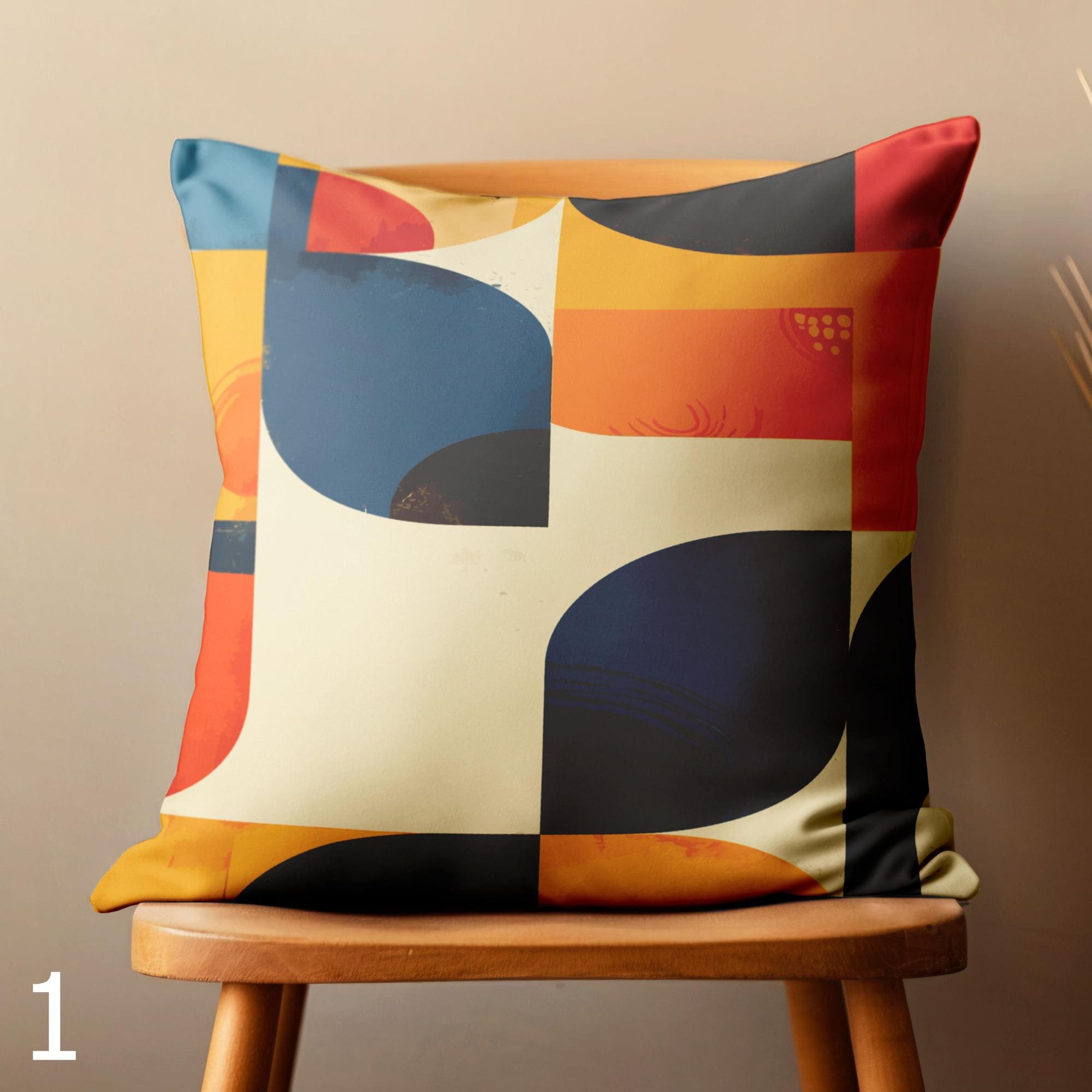 Retro Throw Pillow Cover, Mid Century Modern Cushion Covers, 70s