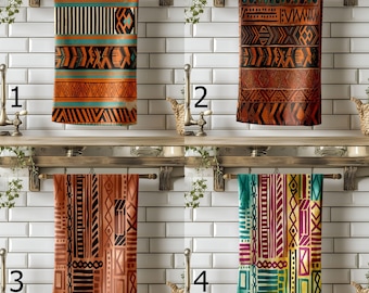Ethnic Tea Towel, Mudcloth Style Dish Towel, Tribal Kitchen Decor Towel