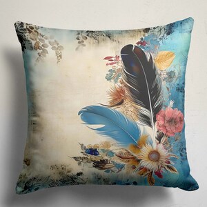 Modern Feather Design Throw Pillow Cover, Feather Home Decore, Decorative Feather Pillow Cases, Artful Feather Design Cushion Covers 5