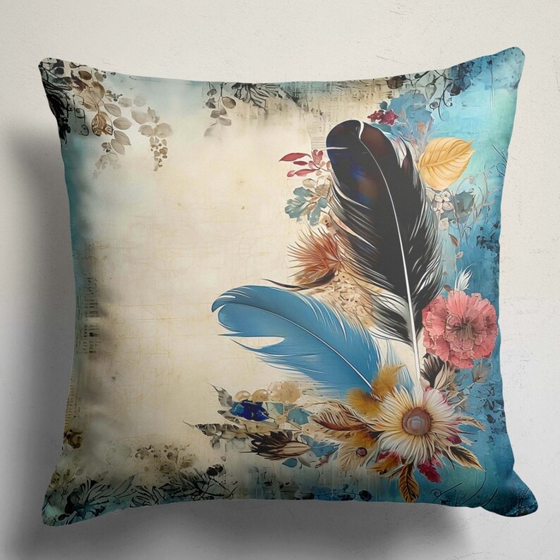 Modern Feather Design Throw Pillow Cover, Feather Home Decore, Decorative Feather Pillow Cases, Artful Feather Design Cushion Covers 5