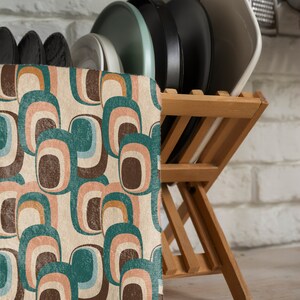 Retro Tea Towels, Mid Century Modern Dish Towels, Geometric Kitchen ...