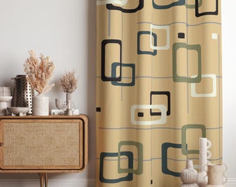 ミッドセンチュリーモダンカーテンパネル、レトロカーテン、MCM