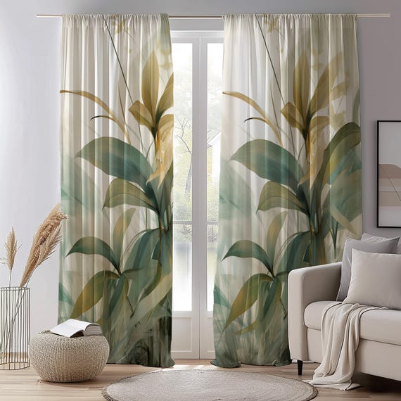 VOGOL 2 Tende Oscuranti Con Foglie Tropicali E Fiori - 132x244 Cm Ciascuna - Per Camera Da Letto