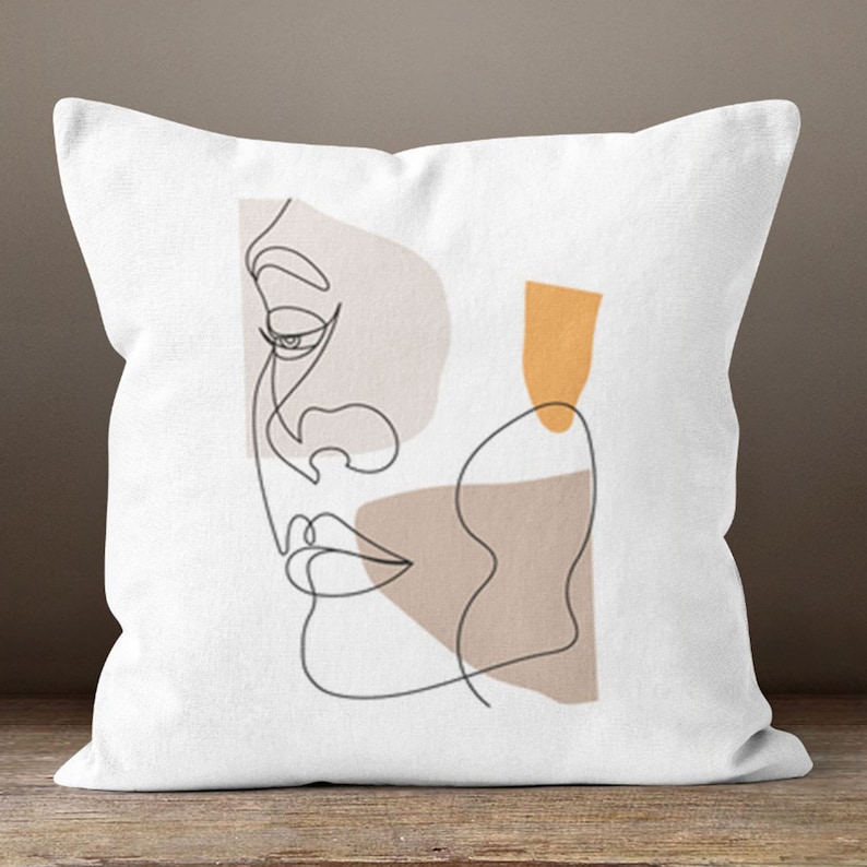 Line Art Face Pillow Covers Bohem Style Pillows Abstract Etsy