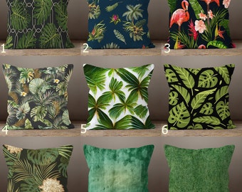 Tropical Pillow Covers, Tropical Leaves Throw Pillow Covers, Vivid Color Exotic Leafs Pillow Case, Special Design Tropical Cushion Cover