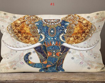 Elephant Pillow Cover, Decorative Throw Bedding Pillow Cover