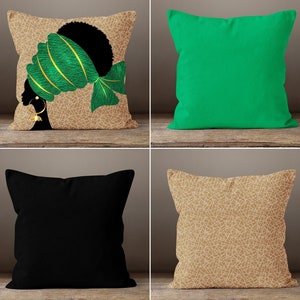 Ethnic Black Woman Pillow Cover, African Woman Throw Pillowcase, Black Woman Throw Pillow, African Women Decor, African Bedding Pillow