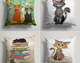 Cute Cat Pillow Covers, Cat Pattern Cushion Case, Housewarming Animals Style Throw Pillow, Decorative Bedding Home Decor,Outdoor Pillow Case